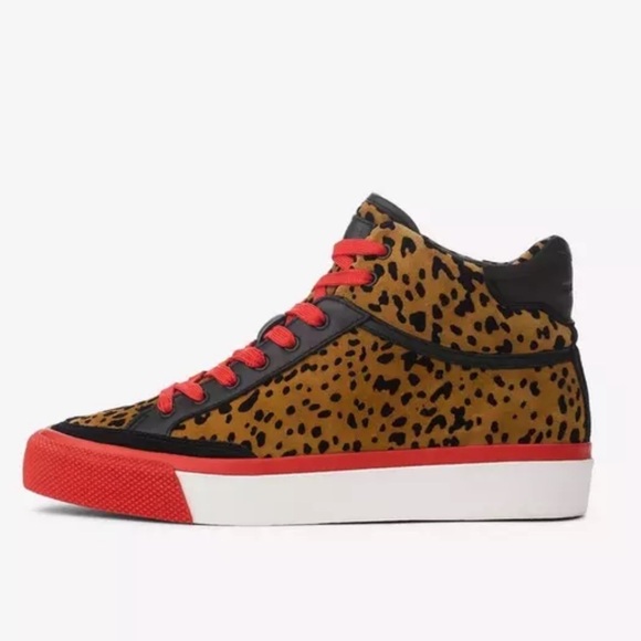 rag & bone Shoes - Rag & Bone | Women’s Army High Top Leopard Print Red Detail Sneakers Size 8